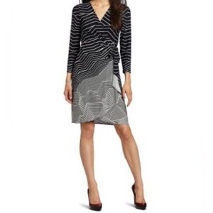 BCBG Max Azria Wrap Dress - M black , white , polyester spandex